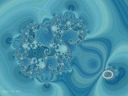 Polynomial art. CD0, a blue and turquoise image (with ellipse detail), a fractal, the Julia (and Fatou) set of a polynomial.