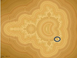Fractal math art. A picture of the Mandelbrot fractal set (with ellipse detail) in wood grain colours.