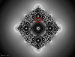 Abstract fractal and math art. Charged Curve, a black and white image (with ellipse detail), a Sierpiński curve Julia set.