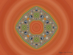 Crescents (red background) abstract math and fractal art for a fine art print, a Sierpiński curve Julia (and Fatou) set.