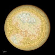 Planetary Disk 2, a fractal orange/yellow/beige image for a fine art print, math art made with Möbius maps of the unit disk.