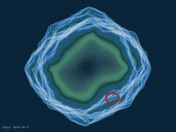 Fractal artwork. Static 1, a fractal with an electrostatic effect (with ellipse detail) made with a directed graph IFS.