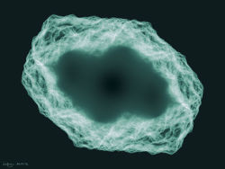 Static 2, abstract fractal and math art for a fine art print, a monochrome green fractal made with a directed graph IFS.
