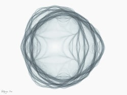 Strings, an example of math and fractal art in shades of grey for a fine art print, made with a 3-vertex directed graph IFS.