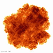 Fractal math art. Picture DGIFS7c, an image in shades of fiery red for a fine art print, made with a directed graph IFS.