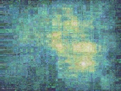 Math art and design. Light on a Lake, an impressionistic image for a fine art print, a fractal made with a directed graph IFS.