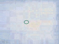 Fractal artwork. Light over Waterloo, a light-coloured picture (with ellipse detail) a directed graph IFS fractal.
