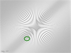 Abstract math art and design. Optical, an image (with ellipse detail) in shades of grey, made with trigonometric functions.