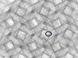 Abstract math art and design. Veiled Grid, an image (with ellipse detail) in shades of grey, made with trigonometric functions.