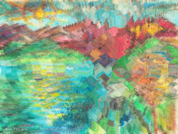 Image T1a (vivid colours) for a fine art print, an example of math artwork and design created using trigonometric functions.