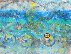Math artwork. Impressionistic image (with ellipse detail) created using trigonometric functions and an oil pastel drawing.