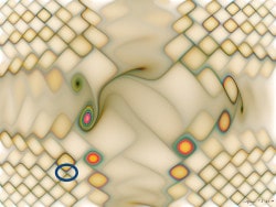Math artwork design. T3, an image (with ellipse detail) in shades of beige, created using trigonometric functions.