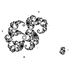 Picture of the Julia (black) and Fatou (white) sets of a polynomial map.