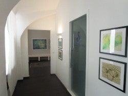 Dynamical Designs - a meeting between art and mathematics. (A photo of the exhibition of mathematical and fractal art.)