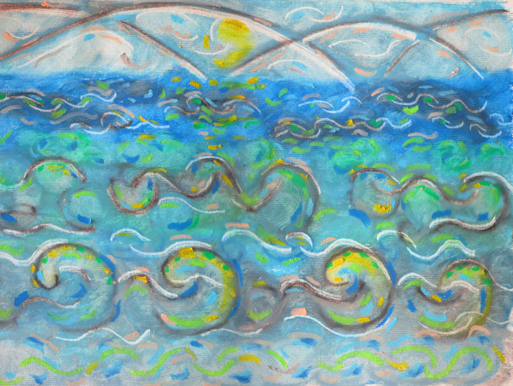 Oil pastel drawing used for the picture Seascape.