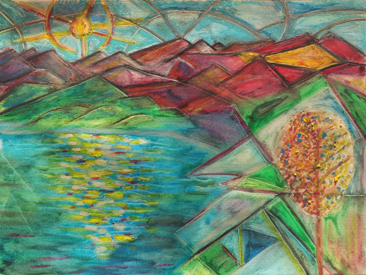 Oil pastel drawing used for the picture T1a.